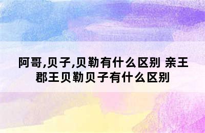 阿哥,贝子,贝勒有什么区别 亲王郡王贝勒贝子有什么区别